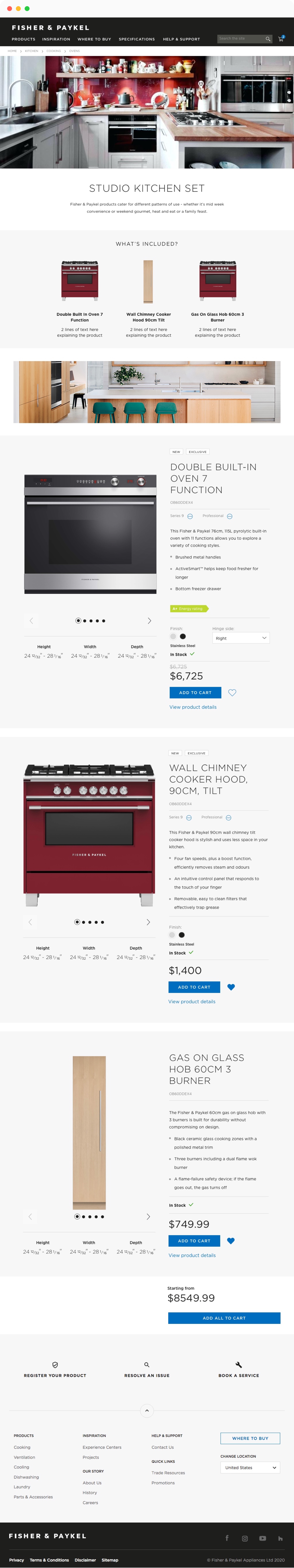 Fisher Paykel homepage design